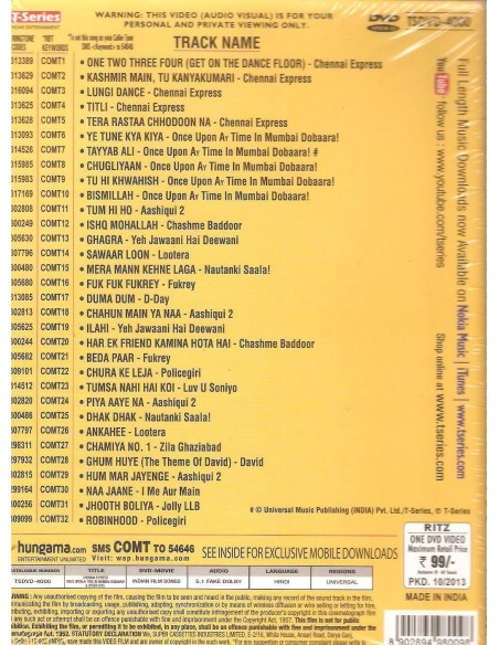 Chennai Express Full Songs & Other Hits DVD