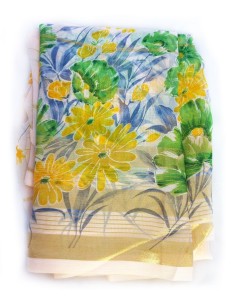 Saree Ragini – imprimé beige fleurs et rayures