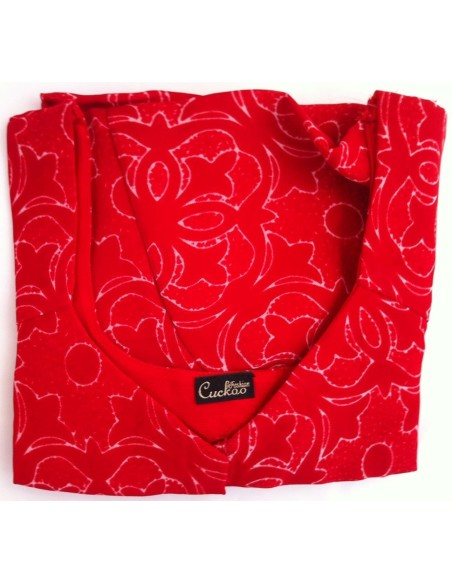 Saree Malini – imprimé rouge fleurs et rayures