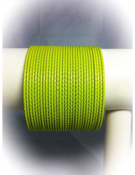 Parure de 30 Bracelets Indiens Métalliques Vert Anis (T009)
