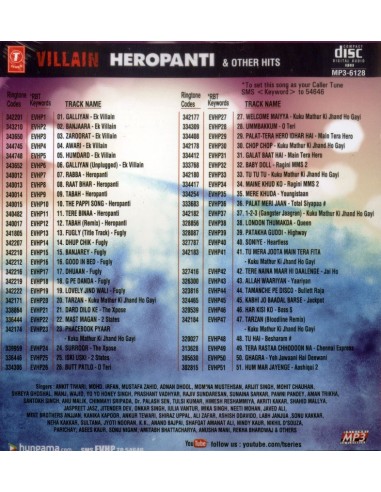 Ek Villain / Heropanti & Other Hits (CD) (MP3) (Bollywood) (T-Series)