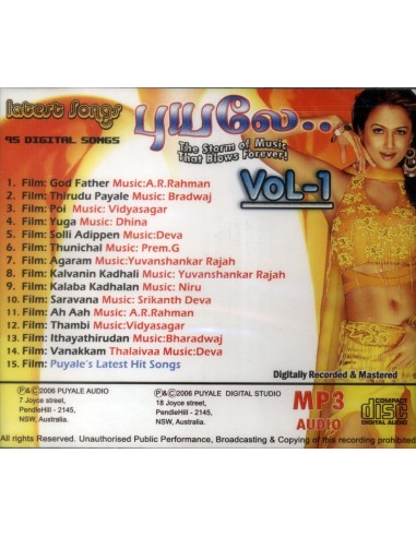Puyale Latest Songs Vol. 1 (MP3) (2006) (Tamil)