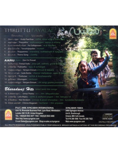 Thiruttu Payale / Aaru / Bharathwaj Hits (CD) (Tamil) (Ayngaran)
