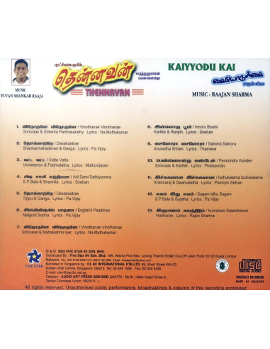 Thennavan / Kaiyodu Kai (CD) (2003) (Tamil) (Five Star)