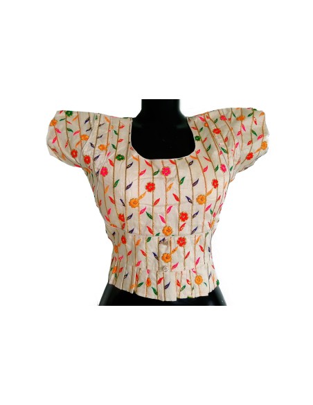 Blouse de saree Lalita – broderie florale sequins