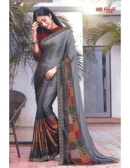 Saree Shibani – mousseline de soie brodée zari