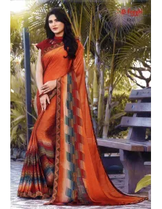 Sari en soie bleu et rouge (Fedora)