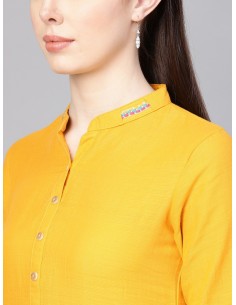 Biba Mustard Yellow Solid Straight Kurti 2
