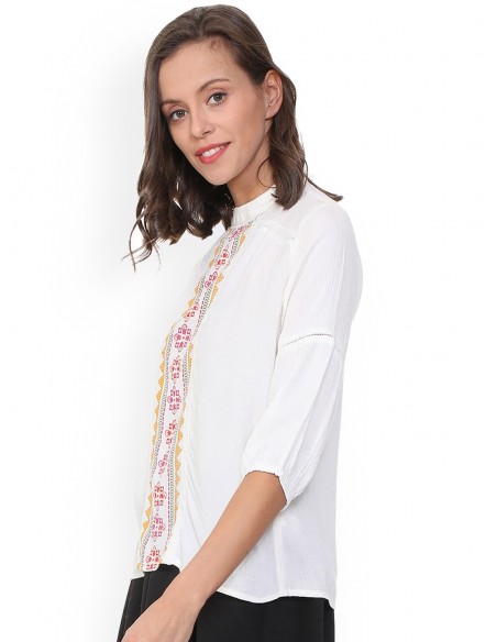 People White Printed Top