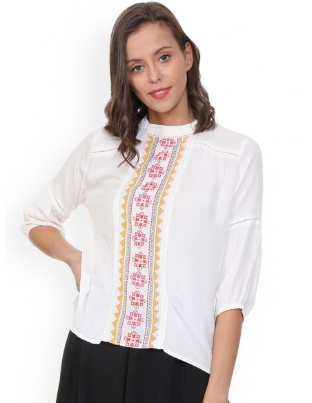 People White Printed Top