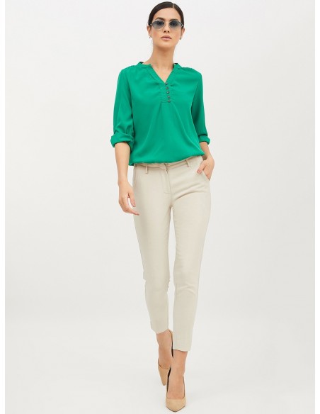 Harpa Green Solid Blouson Top