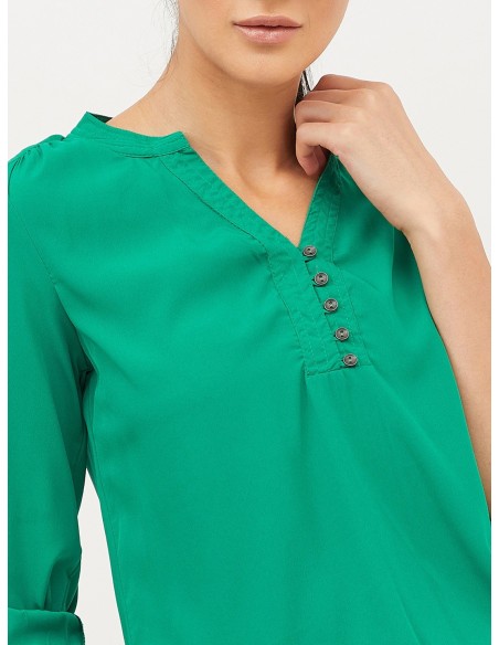 Harpa Green Solid Blouson Top