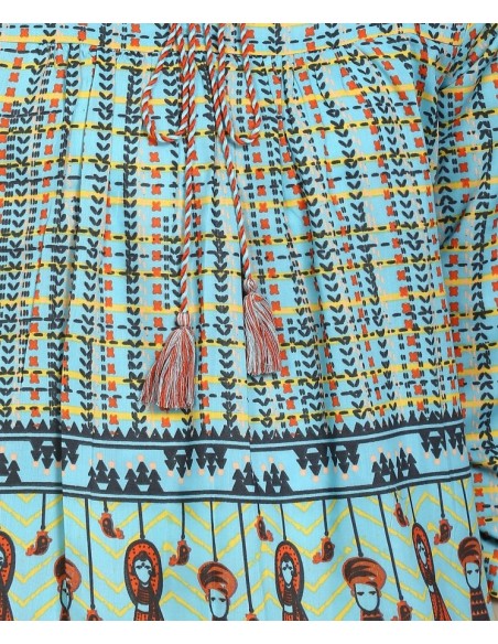 Global Desi Blue Printed Top