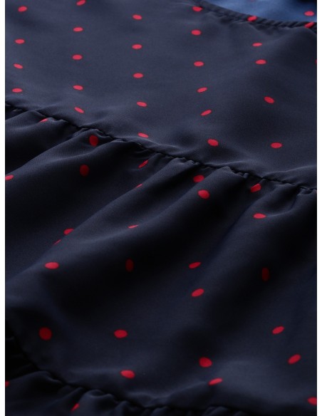 Tokyo Talkies Navy Blue Printed Tiered Top