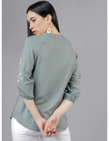 Olive Green Embroidered Viscose Top – Tokyo Talkies