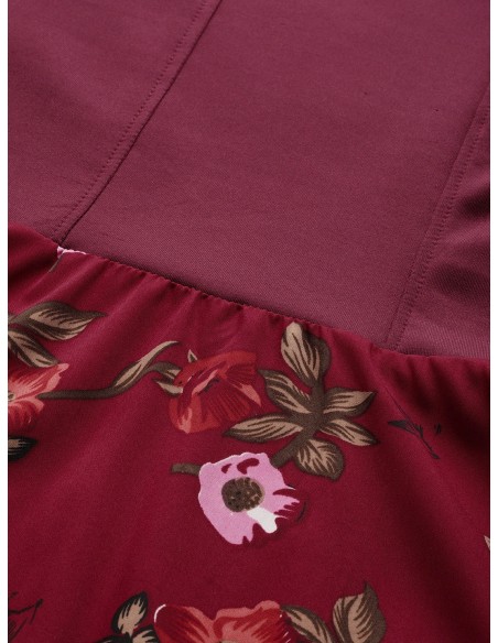 Robe A-line bordeaux à imprimé floral – U&F