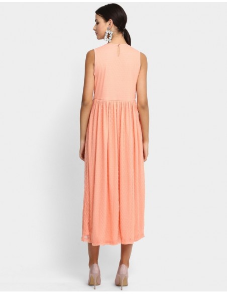 Women Maxi Pink Embroidered Dress - Ann Springs