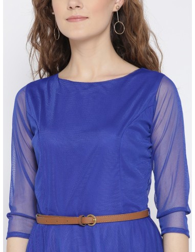 Robe bleue en crêpe évasée – U&F