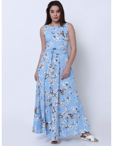 Blue Printed Maxi Dress - Tokyo Talkies