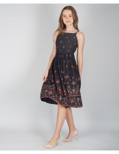 Gathered Black Dress - Metro Fashion