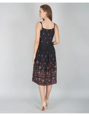 Women Gathered Black Dress - Metro Fashion