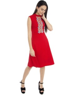 Robe courte brodé Rouge - Addyvero 2