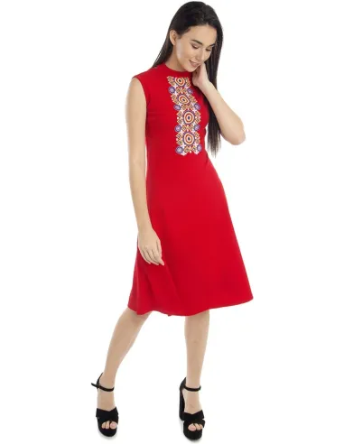 Women A-line Red Dress - Addyvero