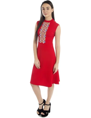 Women A-line Red Dress - Addyvero