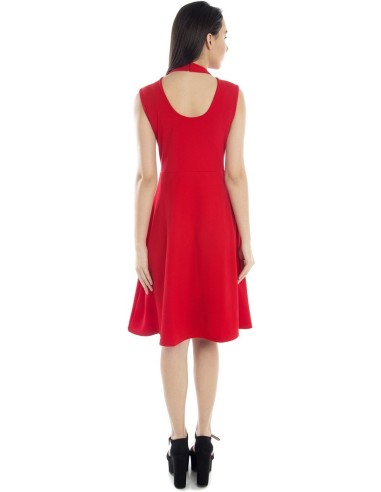 Robe A-line rouge brodée – Addyvero