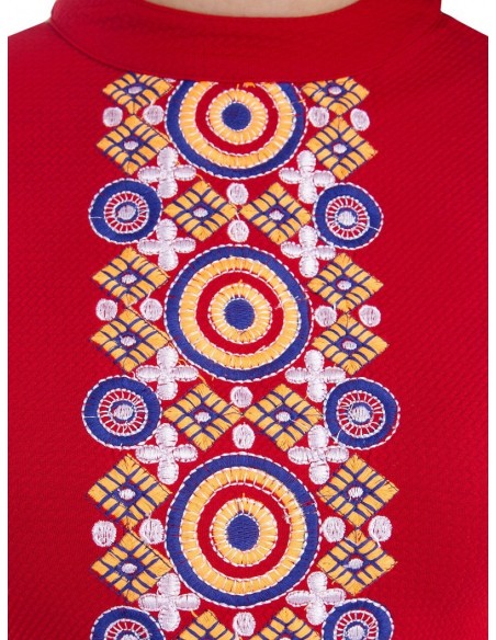 Robe midi brodée Rouge - Addyvero