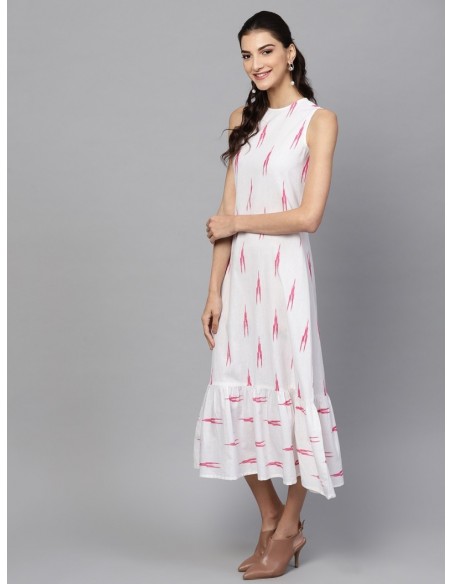 Women A-line White Dress - Sassafras
