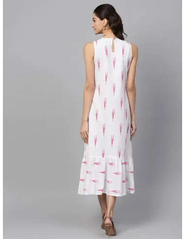 Women A-line White Dress - Sassafras