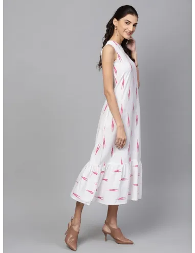 Women A-line White Dress - Sassafras