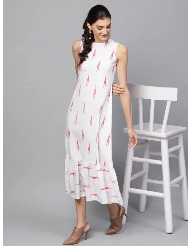 Women A-line White Dress - Sassafras