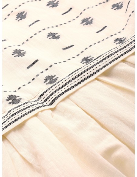 Cream-Coloured Striped A-Line Dress - Anouk