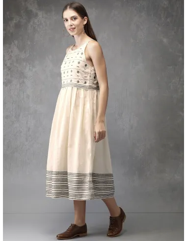 Robe midi plissée et imprimée en coton - Anouk