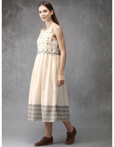 Robe midi plissée et imprimée en coton - Anouk