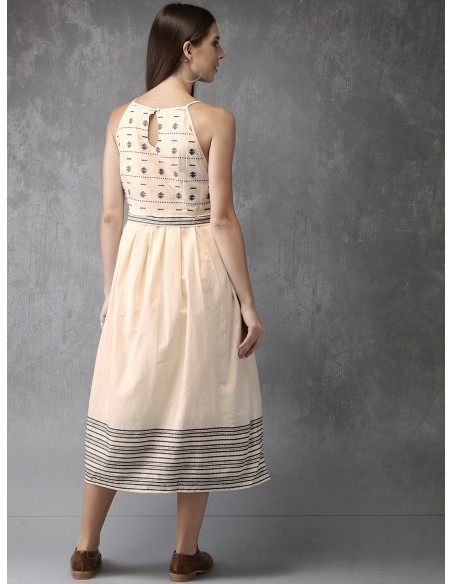 Robe midi plissée et imprimée en coton - Anouk