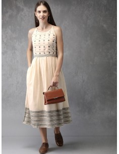Robe midi plissée et imprimée en coton - Anouk