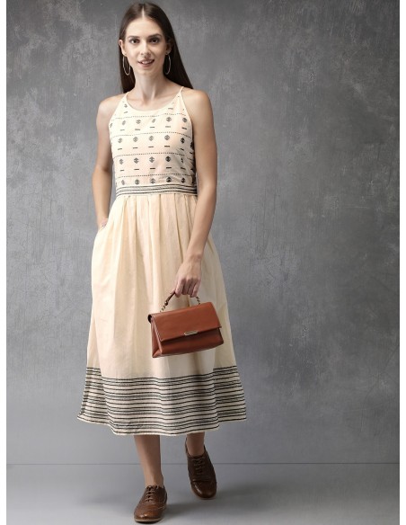 Robe midi plissée et imprimée en coton - Anouk