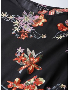 Robe longue imprimée fleurs noir & rouge – U&F 2