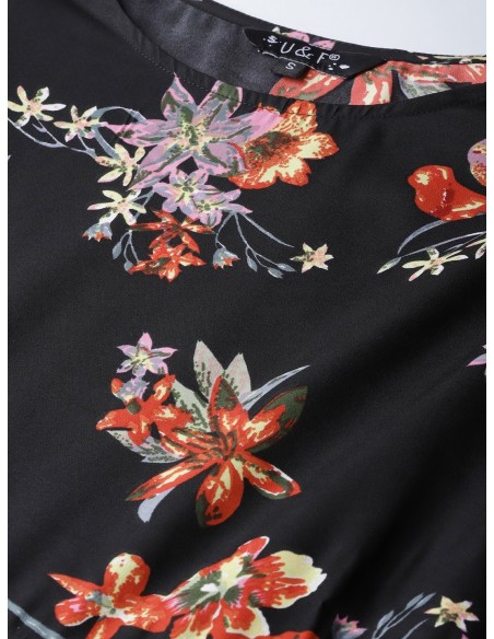 Robe longue imprimé floral Noir - U&F