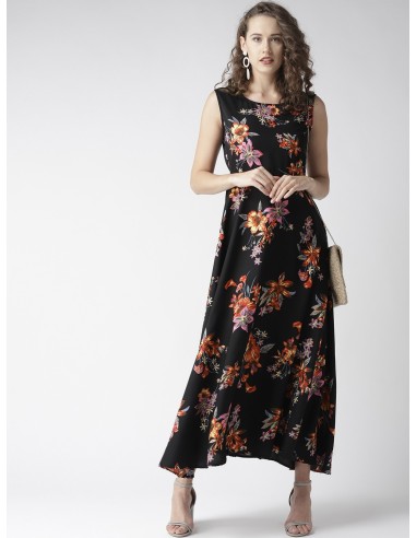 Black & Red Floral Print Maxi Dress – U&F