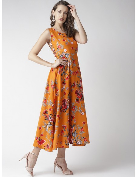Robe longue imprimé floral Noir - U&F