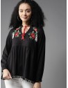 Women Black Solid Empire Top - Here&Now