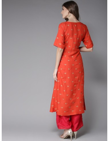 Ensemble kurta orange et rose avec palazzo – Here&Now