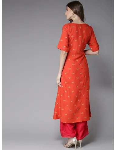 Orange & Rose Kurta with Palazzos - Here&Now