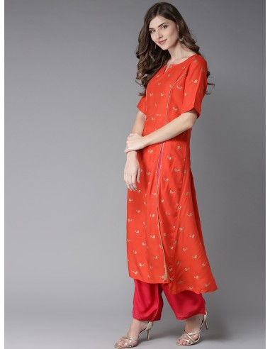 Ensemble kurta orange et rose avec palazzo – Here&Now