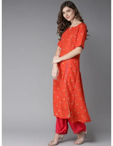 Orange & Rose Kurta with Palazzos - Here&Now