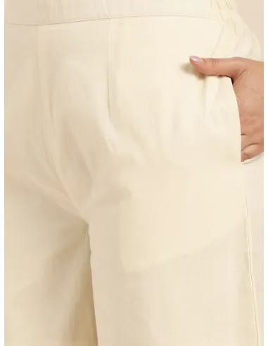 Women Green & Off-White Embroidered Kurta with Palazzos - Libas